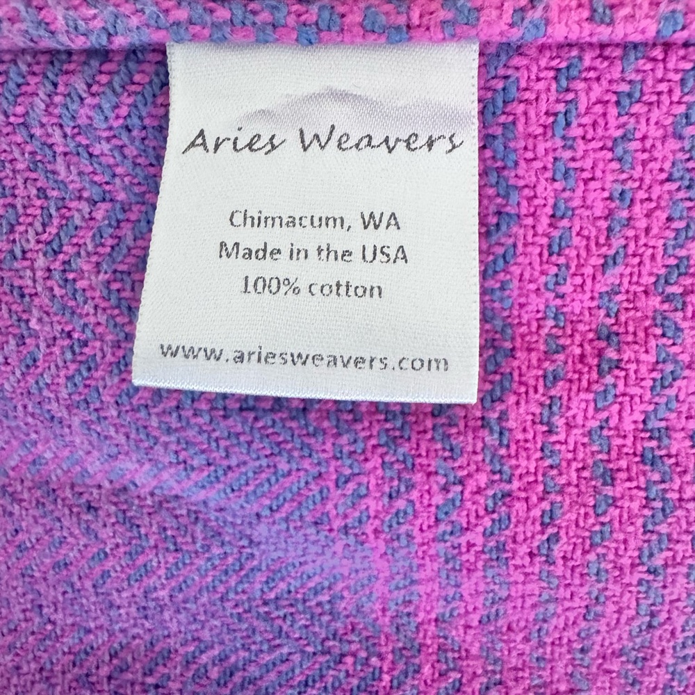 Handwoven Aries Weavers wrap Pink, Blue purple Cotton. No flaws.